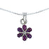 Southwest Magenta Turquoise Flower Inlay Sterling Silver Box Chain Necklace Set JX129097